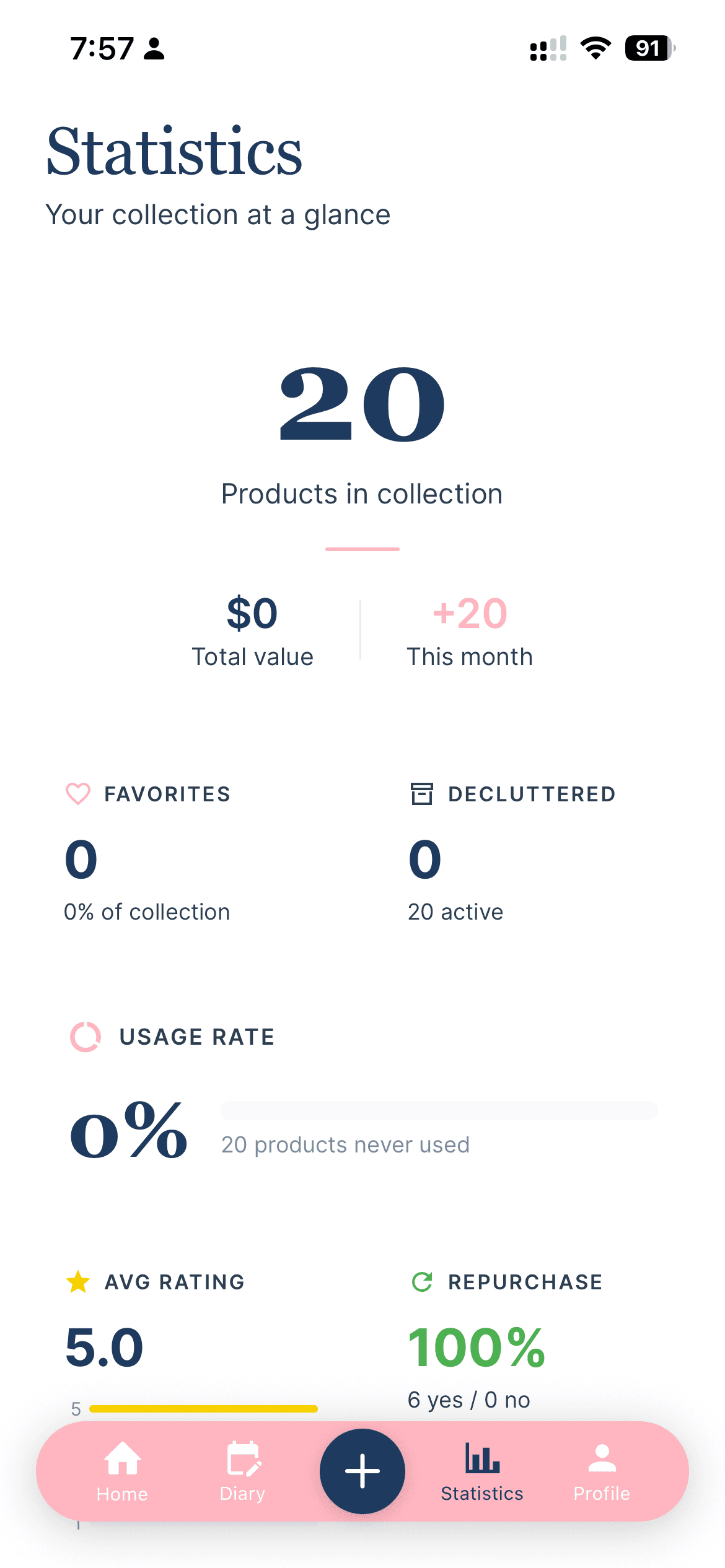Vannie diary screen